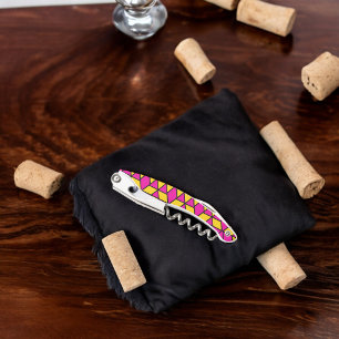 Tire-bouchon Triangles rose et jaune Motif