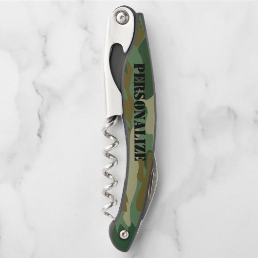 Tire-bouchon Un camouflage de camouflage vert ouvre-bouchon cad (Devant)