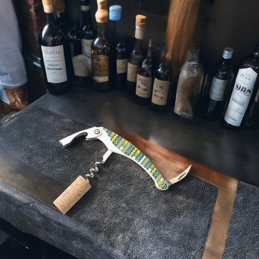 Tire-bouchon Vert bleu traditionnel Motif tribal