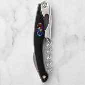 Tire-bouchon Vibrant infinity with rainbow butterfly on black (Dos)