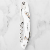 Tire-bouchon Vis à bouchon floral en ivoire et bleu Boho (Devant)