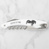 Tire-bouchon Vis à cheval sauvage noir avec texte personnalisé (Dos)