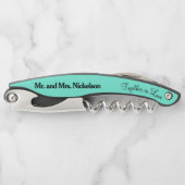 Tire-bouchon Vis à vis Mariage bleu-vert (Devant)