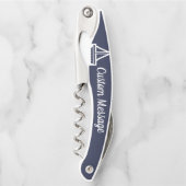 Tire-bouchon Vis à vis marine et blanc personnalisable (Devant)