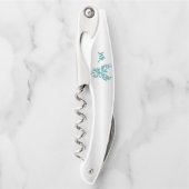 Tire-bouchon Vis à vis monogramme Phoenix turquoise (Devant)