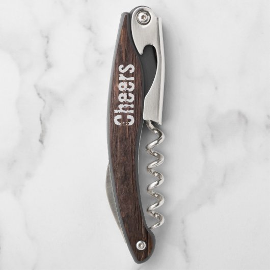 Tire-bouchon Vis-cadeau rustique Groomsman en bois (Dos)