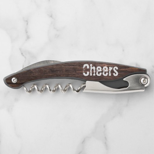 Tire-bouchon Vis-cadeau rustique Groomsman en bois (Dos)