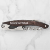 Tire-bouchon Vis-cadeau rustique Groomsman en bois (Devant)
