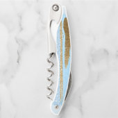 Tire-bouchon Vis de liège de bleu et d'or (Devant)