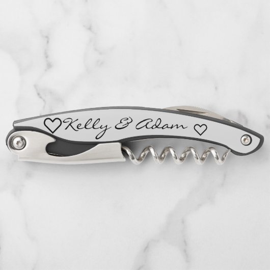 Tire-bouchon Vis de liège noir blanc de mariage Couple (Devant)