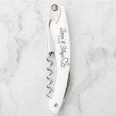 Tire-bouchon White design with black text custom names wedding (Devant)