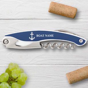 Tire-bouchon Your Boat Name Anchor Blue