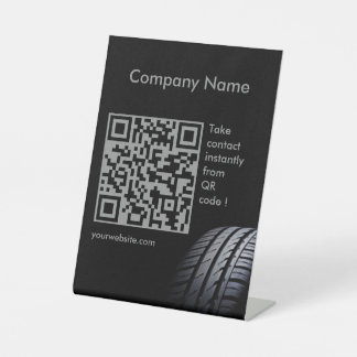 Tire mounting and balancing business card reclamebord met voetstuk