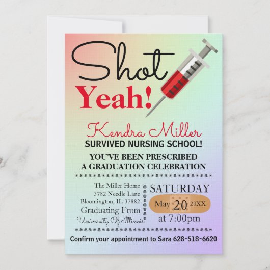 Tiré Oui ! Invitation à l'obtention du diplôme de (Devant)