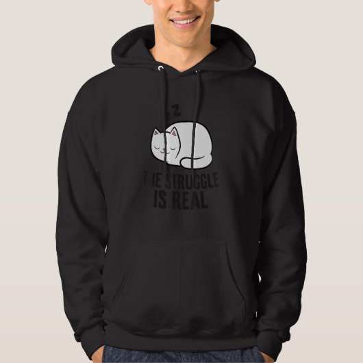 Tired Cat The Struggle Is Real  Cat Hoodie (Voorkant)