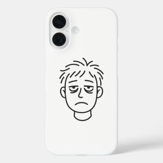 Tired Daily Mood Line Art iPhone 16 Case (Achterkant)