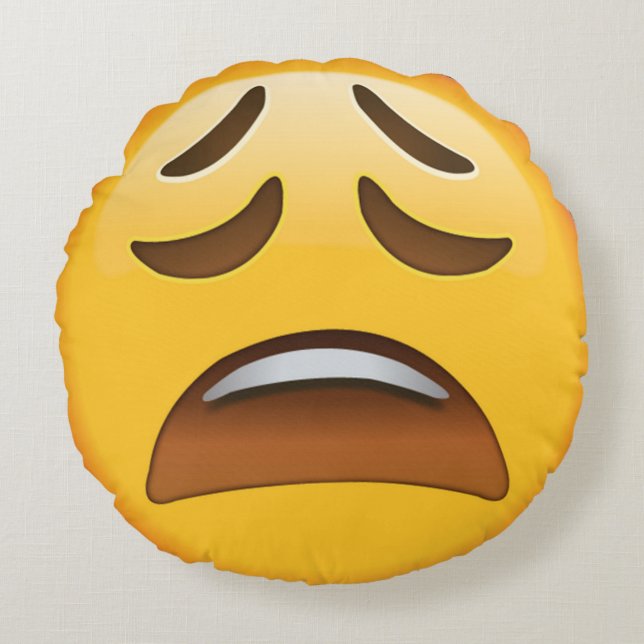 Tired Emoji Rond Kussen (Voorkant)