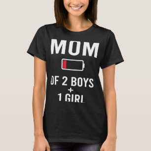 Tired mam 2 jongens 1 meisje Lage Battery Matching T-shirt