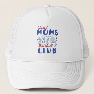 Tired Moms Honkbalclub Retro Wedstrijd Dag Trucker Pet