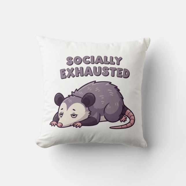 Tired Retro Possum Square Comfort Pillow Kussen (Voorkant)