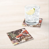 Tired Santa Claus Kerstmis Vierkante Kartonnen Onderzetter (Insitu)