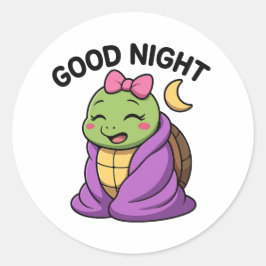 Tired turtle saying Good Night Ronde Sticker