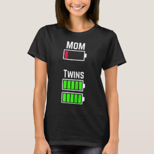 Tired Twin Mam Low Battery Charge (Gelaagde dubbel T-shirt