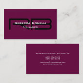 Tirian violet noir Monogramme Manager Carte de vis (Devant / Derrière)