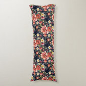 Tiroolse Bloemenboeketten op Navy Body Pillow Lichaamskussen (Voorkant Verticaal)