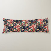 Tiroolse Bloemenboeketten op Navy Body Pillow Lichaamskussen (Voorkant)