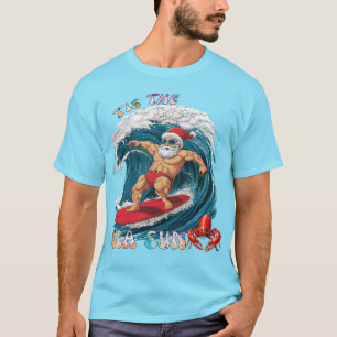 Tis De Zee-Zon - Surfende Kerstman T-shirt