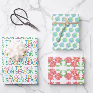Tis het Seizoen Multi Design Inpakpapier Vel