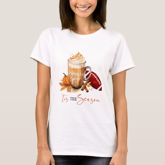 Tis het seizoen Pompoen Spice Football Herfst Herf T-shirt (Voorkant)