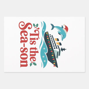 'tis het zee-seizoen Funny Cruising Familie Matchi Inpakpapier Vel