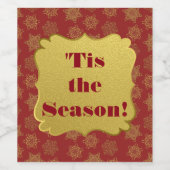'Tis Season Gold Snowflakes sur Red Wine Étiquette (Étiquettes simples)