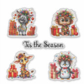 'Tis Season mignon animal Stickers de Noël (Devant)