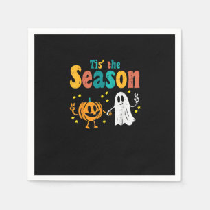 Tis Season Pumpkin Leaf Latte Fall Softbal Servet