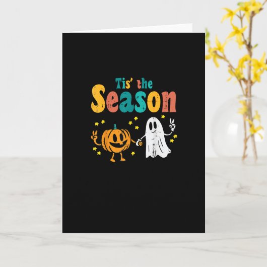 Tis Season Pumpkin Leaf Latte Fall Softball Kaart (Gele Bloem)