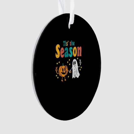 Tis Season Pumpkin Leaf Latte Fall Softball Ornament (voorkant)