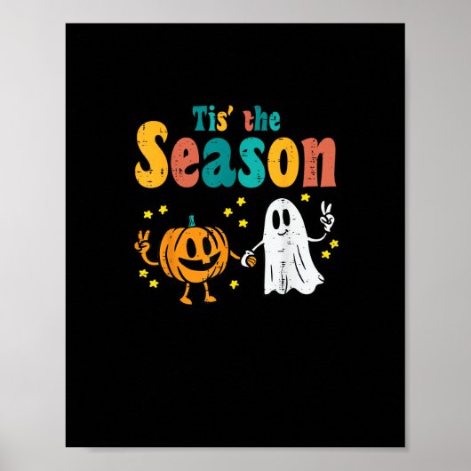 Tis Season Pumpkin Leaf Latte Fall Softball Poster (Voorkant)