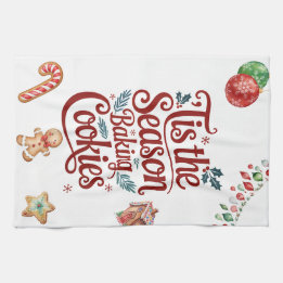 'Tis the Season Baking Cookies Kitchen Towel  Theedoek