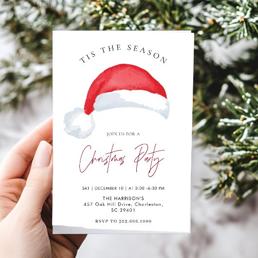 Tis the Season Boog met Kerstman Vakantie Uitnodig Kaart