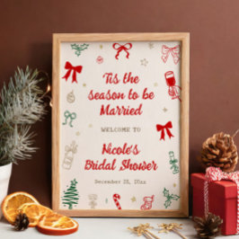 Tis the Season Christmas Bridal Shower Welcome Poster