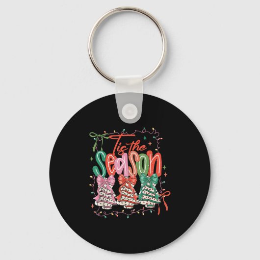 Tis The Season Christmas Tree Cake Cute Preppy Xma Sleutelhanger (Voorkant)