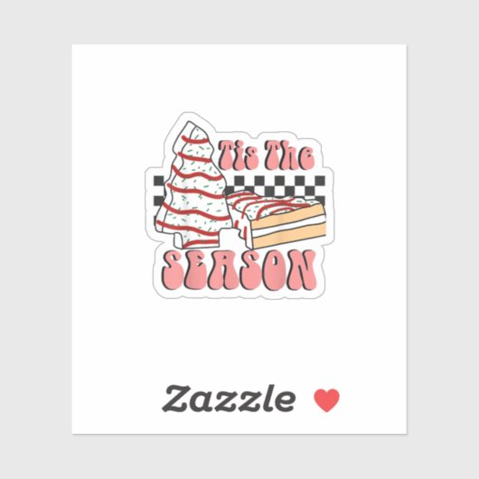 Tis The Season Christmas Tree Groovy Retro Debbie Sticker (Vel)