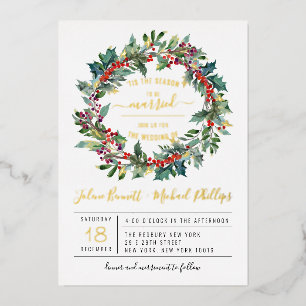 'Tis The Season   Kerst Huwelijksuitnodiging Folie Uitnodiging