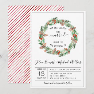 'Tis The Season Kerst Huwelijksuitnodiging Kaart