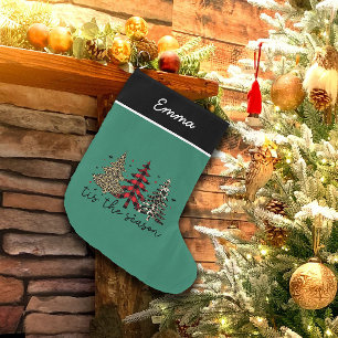 "Tis the Season" Plaid Luipaard kerstbomen Kleine Kerstsok