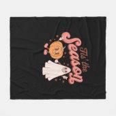 Tis The Season Pumpkin Boo 60s 70s Halloween Costu Fleece Deken (Voorkant (Horizontaal))