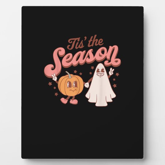Tis The Season Pumpkin Boo 60s 70s Halloween Costu Fotoplaat (Voorkant)